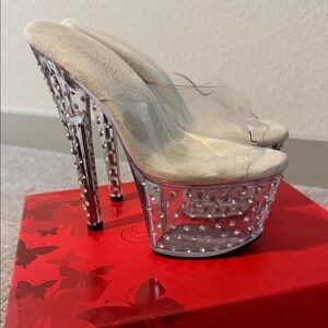 Pleaser Clear Rhinestone Platform Heels